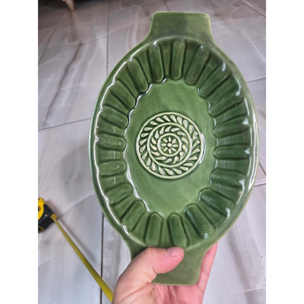 Savinio Designs Green Stoneware Oval Baking Medallion Casserole Pan 10.5in S4 - Picture 15 of 16
